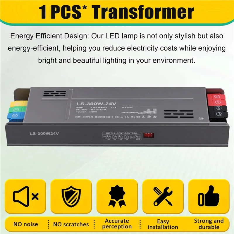 AB45 LED 슬로우 온 및 슬로우 오프 램프 (변압기 포함) LED 전원 공급 장치 조명 변압기 디밍 드라이버 전원 공급 장치 24V300w