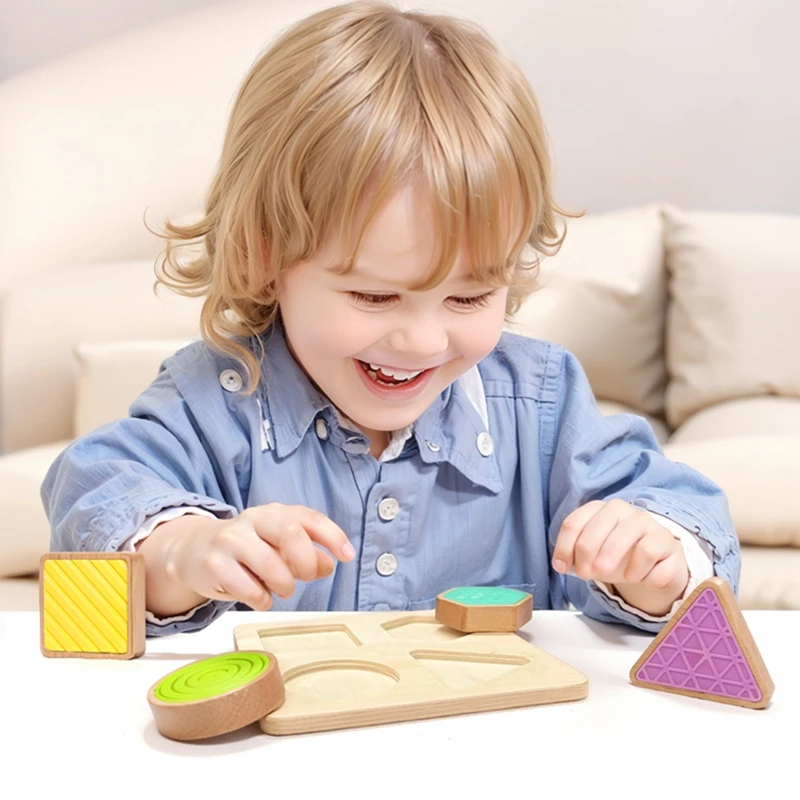 Montessori Houten Speelgoed 0-12Months Baby Kleurrijke Geometrie Grijpbord Speelgoed Pasgeboren Zintuiglijke Touch Vorm Erkenning Spel Speelgoed Gift