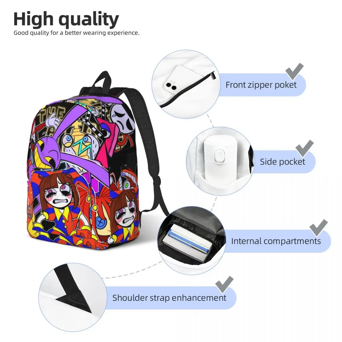 Die erstaunliche digitale Zirkus-TV-Serie für Teenager Schüler Schule Bücher tasche Daypack Middle High College Outdoor