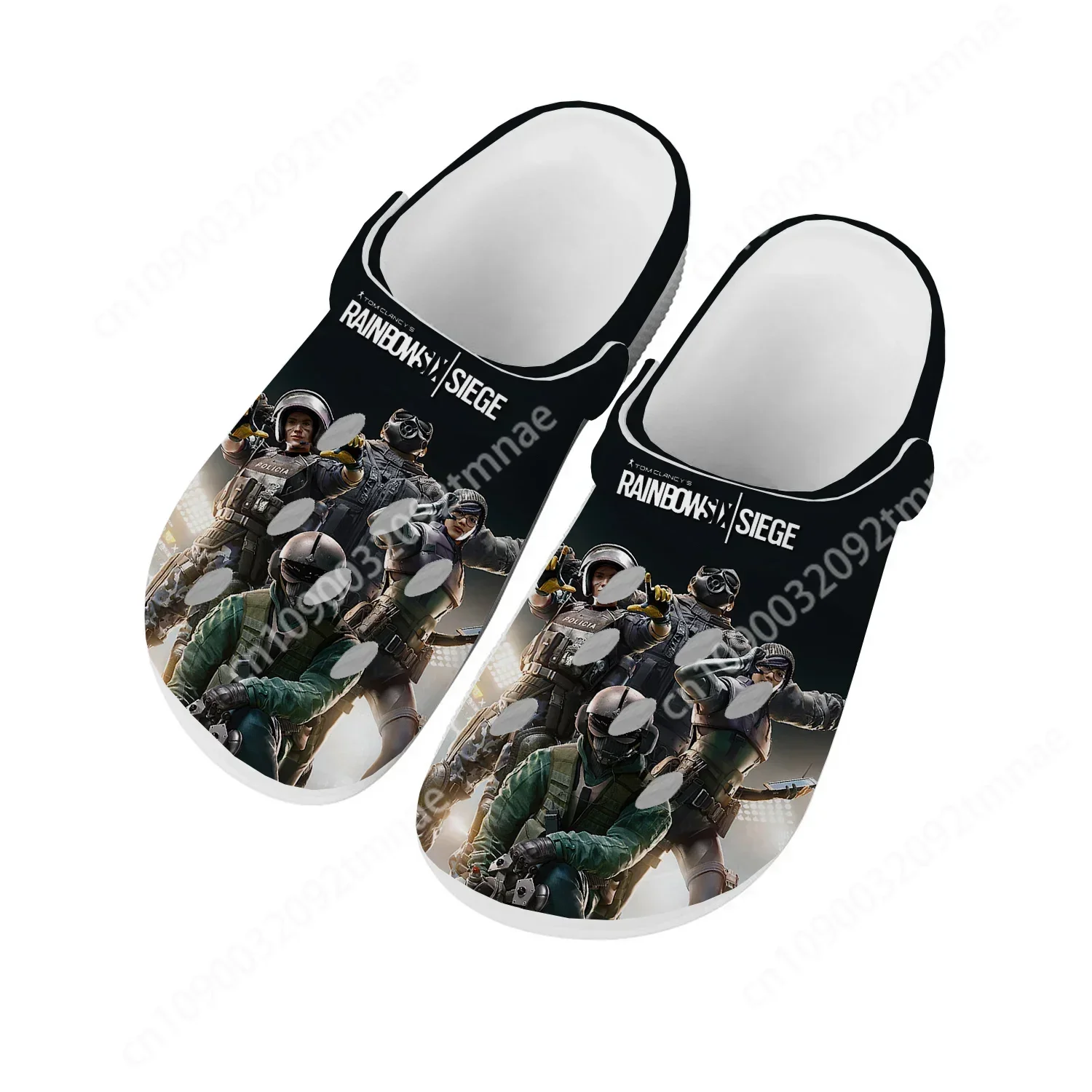 Zapatos de agua con diseño de juego de dibujos animados para hombre y mujer, zuecos de arcoíris de Siege para el hogar, sandalias con agujeros a la moda para jardín y playa