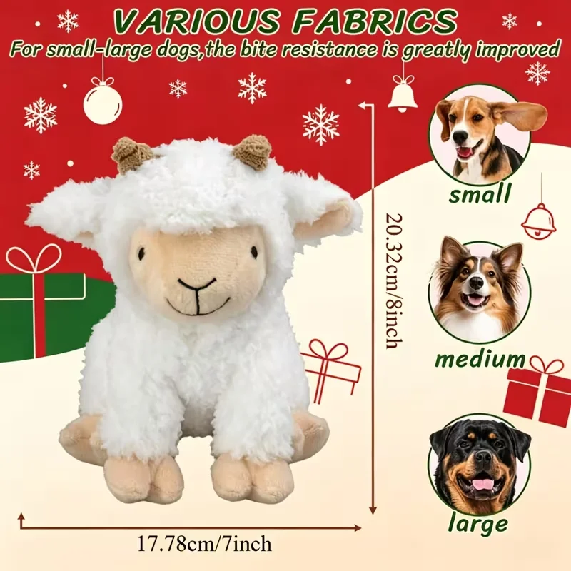 Durable Plush Sheep Dog Chew Toy – Reinforced Stitching with Soft Plush Exterior, Lightweight and Bouncy for Interactive Play, Keeps Your Pup Busy for Hours, Excellent for Indoor Cuddling and Outdoor Running