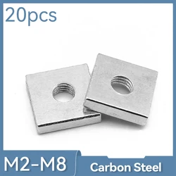 20/ 40pcs/lot M3 M4 M5 M6 Square Nut Carbon Steel Galvanized Zinc Plated Thin Quadrangle Block Compatible with Prusa MK3 DIN562
