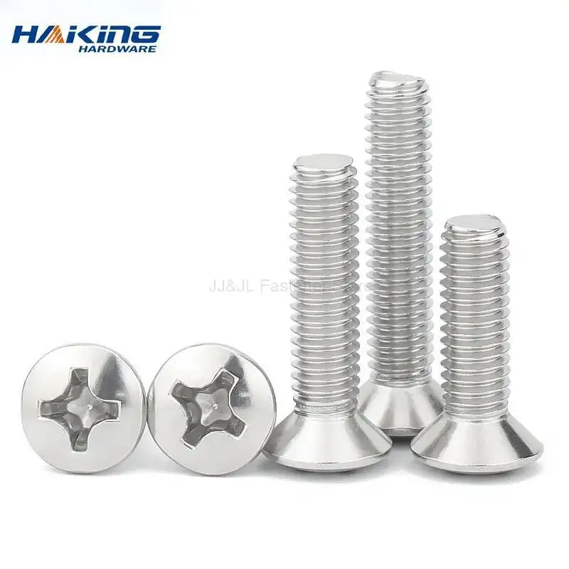 M2 M2.5 M3 M4 M5 M6 GB820 DIN966 A2-70 304 Stainless Steel Cross Recessed Phillips Raised Countersunk Head Half Oval Screw Bolt