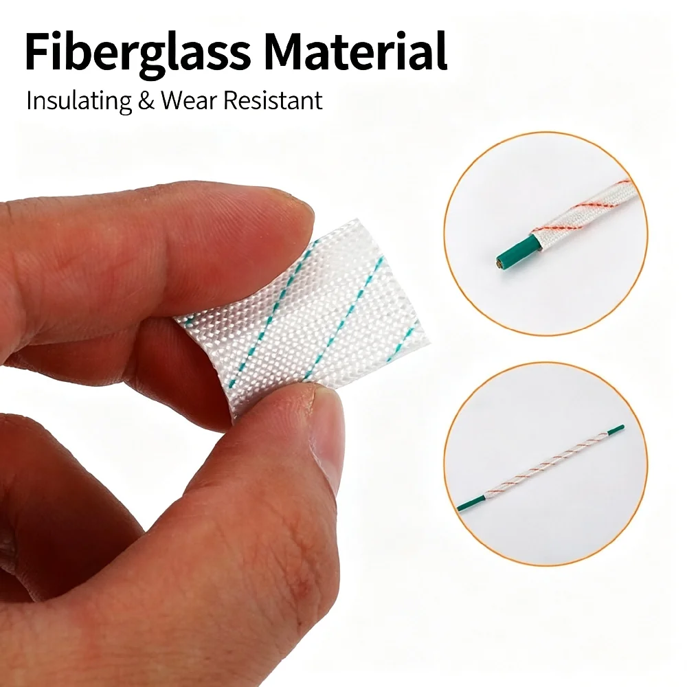 6-20mm Fiberglass Yellow Wax Tube High Temp Resistant Electrical Insulation Sleeve Wire Cable Glass Fiber Protective Bushing