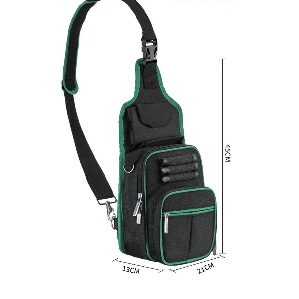 1pc Crossbody Tool Bag Portable Electrician's Waist Bag Multifunctional Tool Storage With Multiple Compartments Adjustable Strap