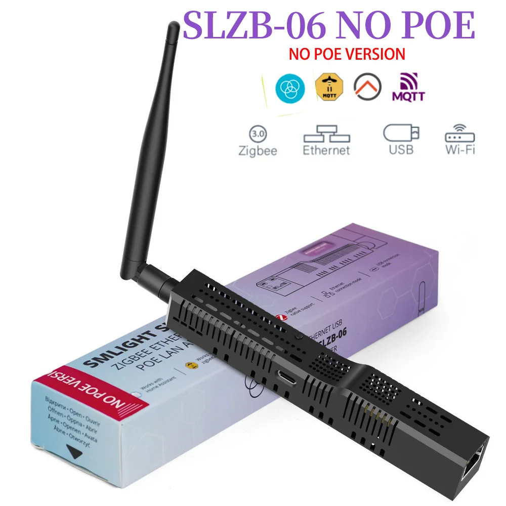 

Адаптер USB и Wi-Fi без поддержки PoE., SMLIGHT SLZB-06-A Zigbee 3.0 к Ethernet, работает с Zigbee2MQTT, домашний помощник, ZHA