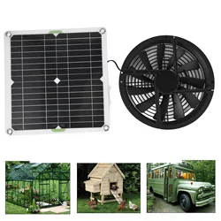 Solar Panel Fan Kit 10in 100W Waterproof Solar Panel Round Ventilation Case Exhaust Fan for Chicken Coop Greenhouse Shed