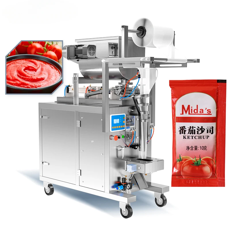 High Speed Dipping Jam Peanut Butter Kerchup Ketchup Chili Sauce Tomato Liquid Paste Sachet Packaging Packing Machine