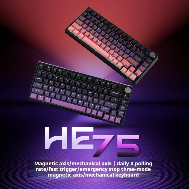 Epomaker He75 E-Sports Magnetic Axis Keyboard Three-Mode Side Carved Fearless Contract Game Rt Hot Plug Gasket Gaming E-Sport