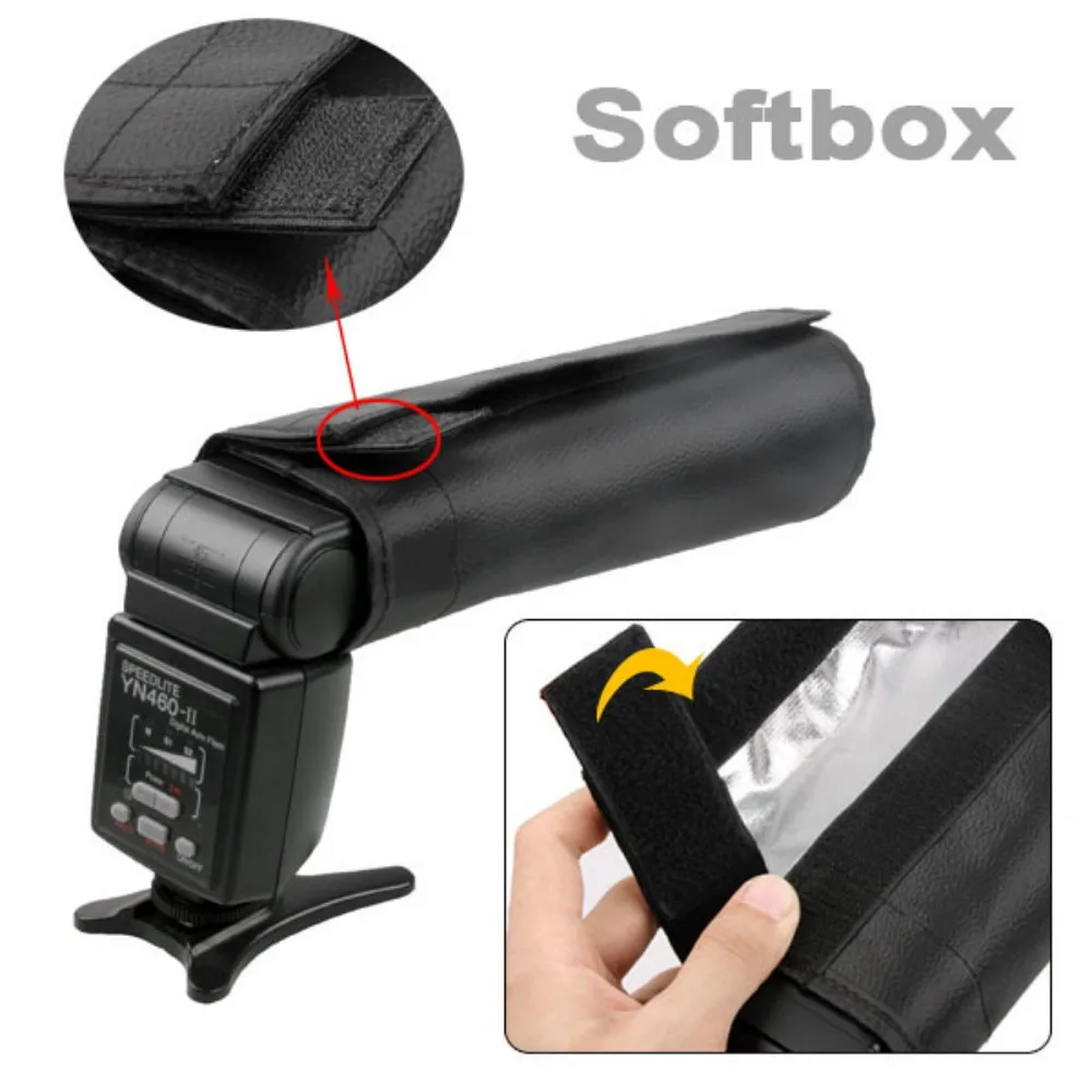 2-in-1 Universal Flash Reflector Snoot Softbox with Velcro Premium No Color Temperature Shift Modifier for Camera Speedlite