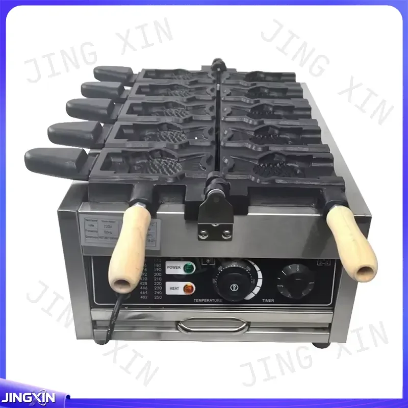 custom for Commercial 5 Pcs Automatic Fish Shaped Open Mouth Ice Cream Taiyaki Machine Waffle Maker Non Stick Baking Tool