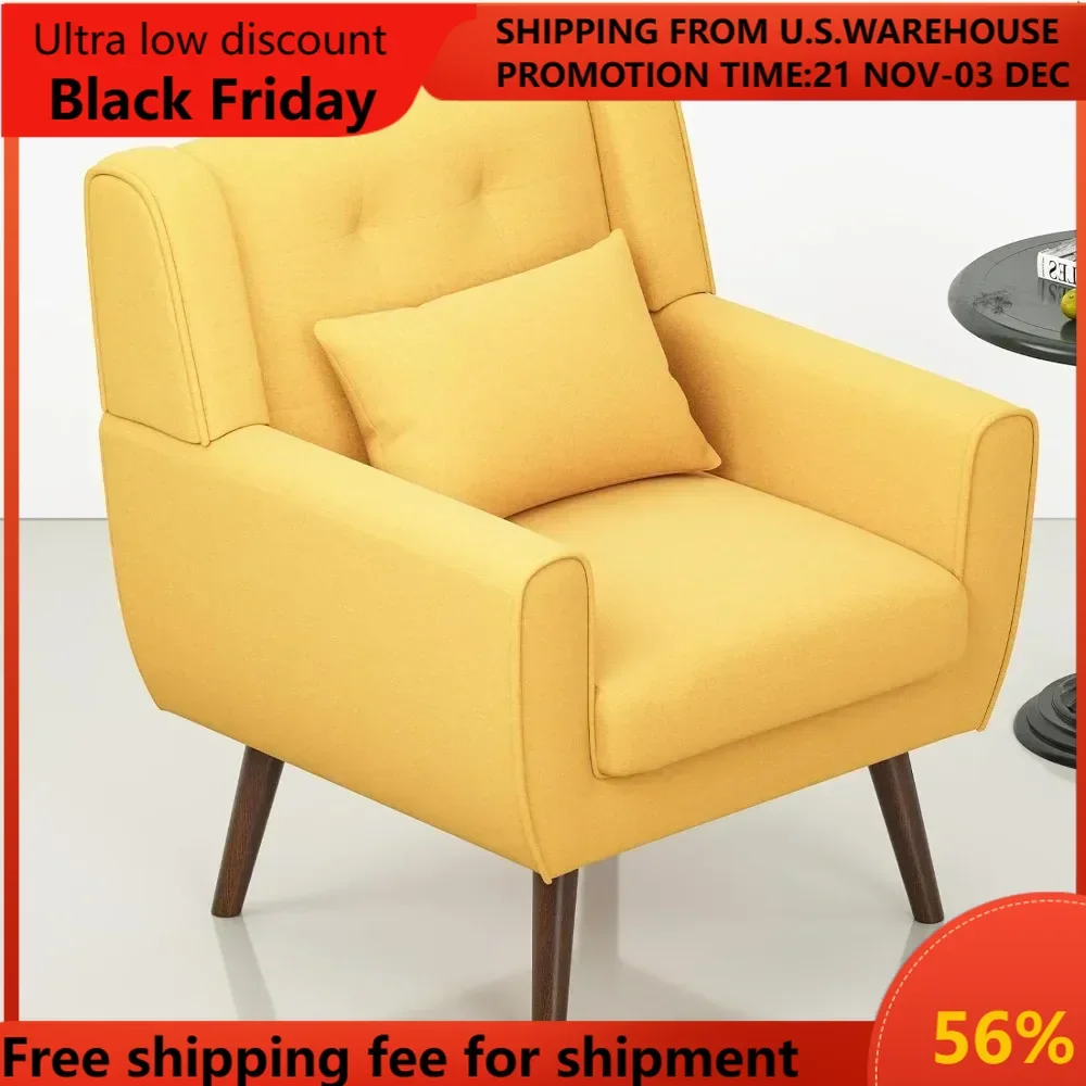 

Relaxing Chair Mid Century Modern Armchair Single Sofa Chair Living Room Chairs Upholstered Comfy Accent Chairs Home Furniture