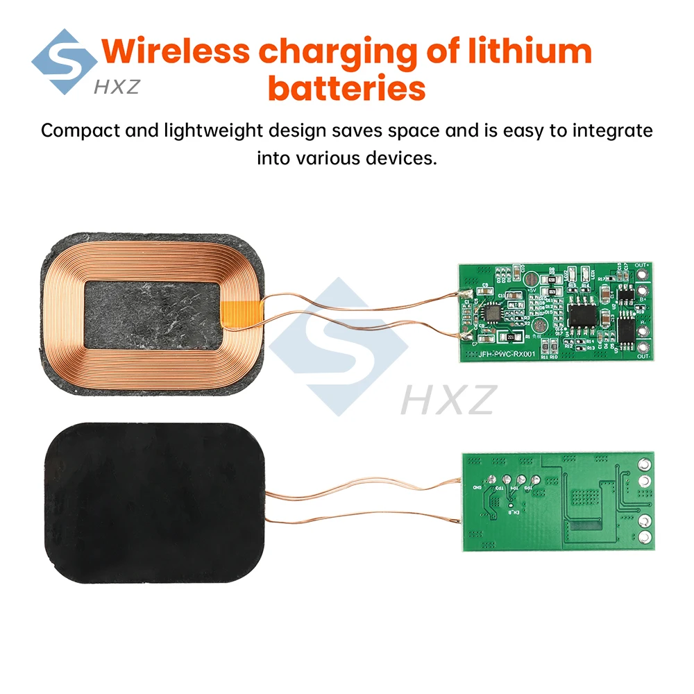 Modulo ricevitore di ricarica wireless da 5 W per batterie agli ioni di litio da 3,7 V - Bobina compatta con scheda fai da te con protezione da sovraccarico e cortocircuito