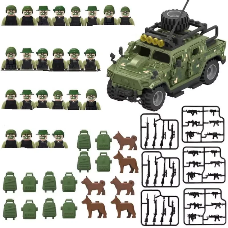 Décennie s de construction MOC pour enfants, police de la ville, soldat d'assaut, figurines SWAT, masque de défense à gaz, armes militaires, ensemble de briques, jouets pour garçons, cadeaux