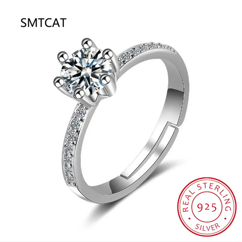 Véritables matiques Moissanite 3 carats pour femmes, argent regardé 925, bague de fiançailles classique 6 griffes, bijoux de bande, bague de mariage romantique