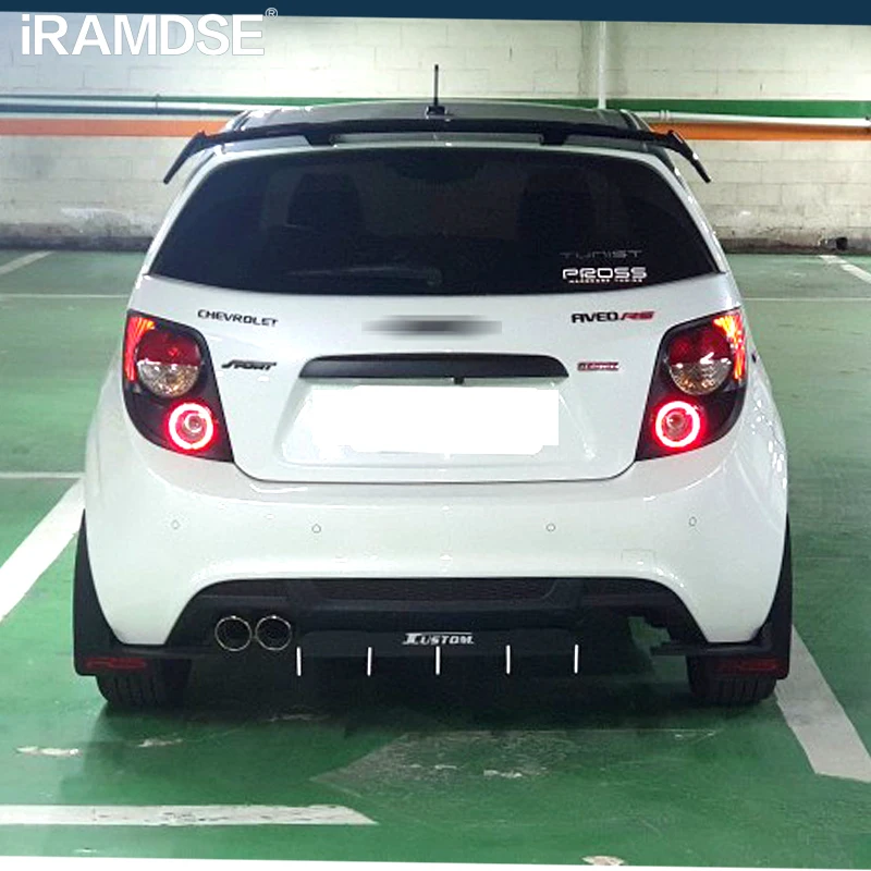 Sonic Spoiler for Chevrolet Aveo 2011 2013 2014 Car Rear Trunk Wing Carbon Paint Type TE ABS Material Accessories