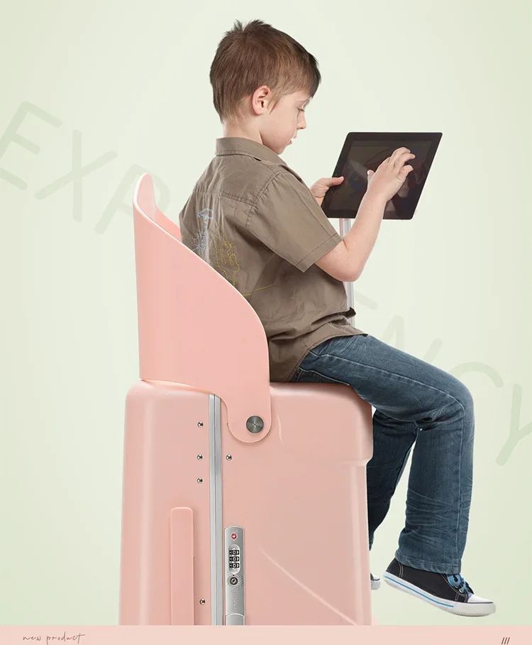 20 22 24 inch New Design Suitcase for Parent Carry on Case PC Kids Trolley Luggage with Baby Seat Can Sit on Cabin Suitcases