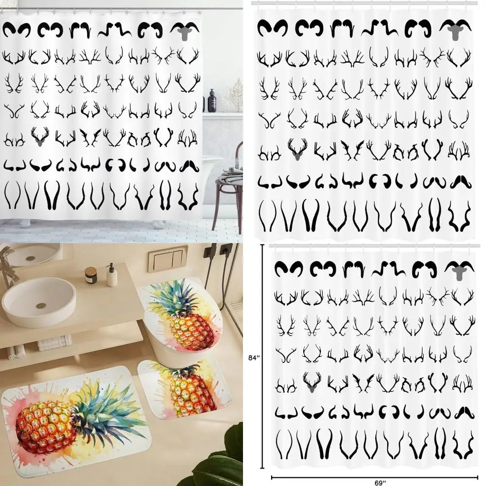 

занавеска для душа силуэт арт: рога, буйвол, крупный рогатый скот, лось, дизайн овец