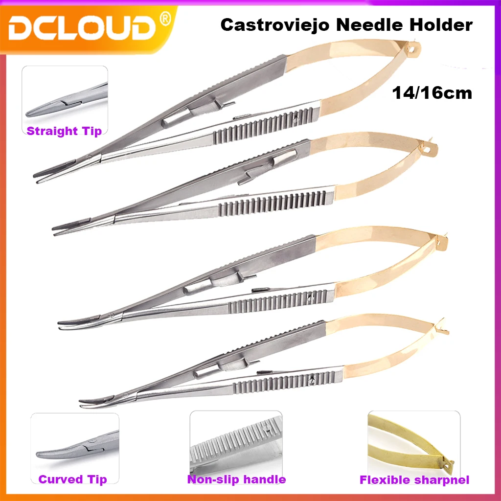 

1Pc Dental Orthodontic Castroviejo Needle Holders with Lock 14Cm/16Cm Straight/Curved Microsurgery Instruments Dentis Forcep