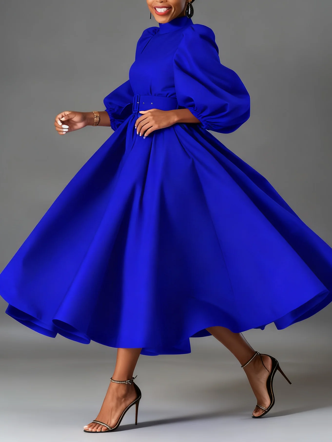 بالإضافة إلى حجم، فستان قميص الربيع والخريف بأكمام طويلة