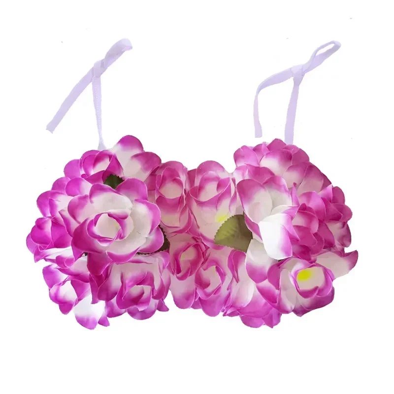 12pcs Children Kids Girls Hawaiian Hula Dancer Silk Flower Bra Chest Vest Party Favors Wedding Festival