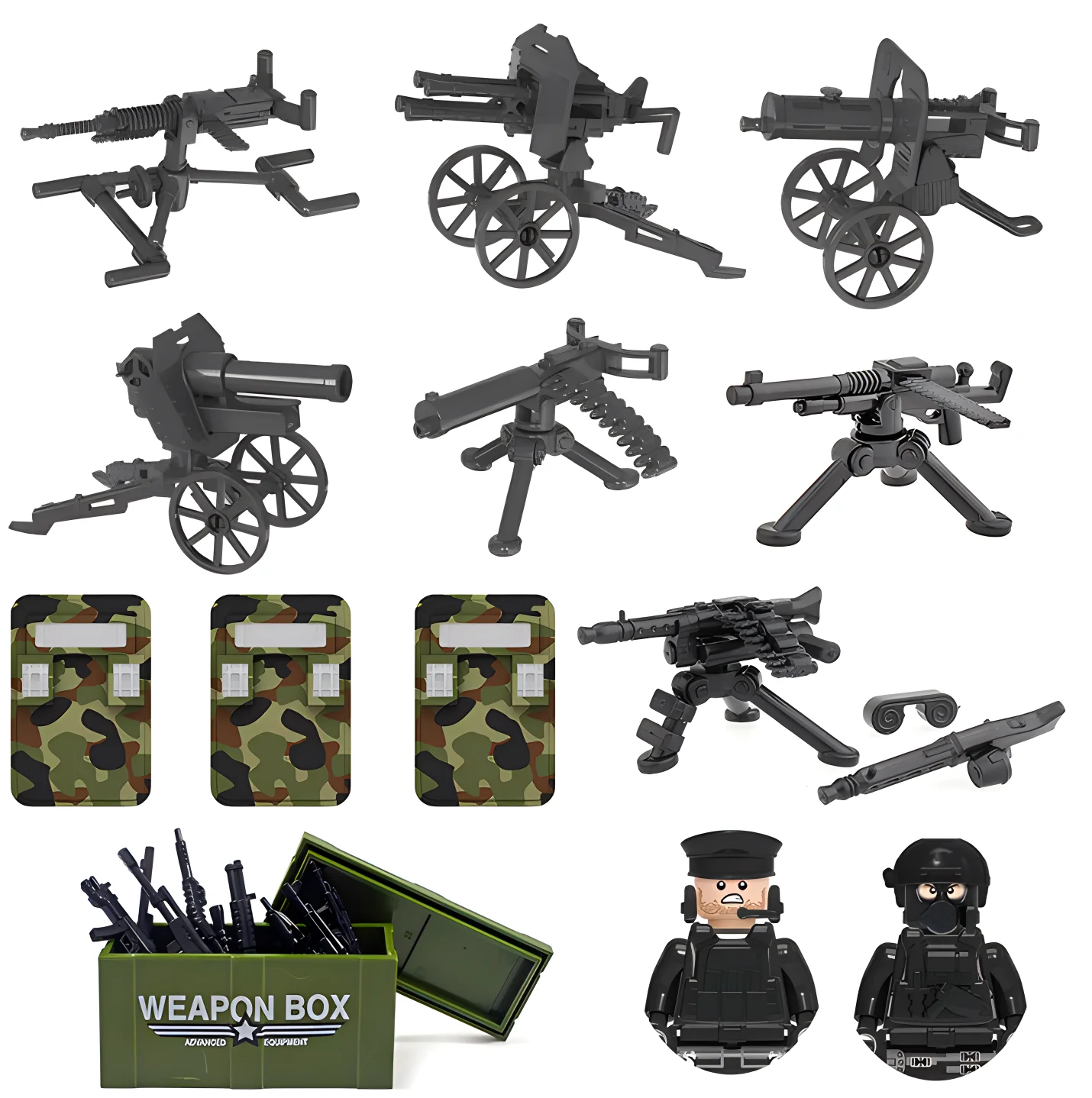 

25/50/100/200Pcs WW2 Army Military Soldier Police Gangster SWAT Weapons Gun Building Blocks Figure Accessories Model Brick Toy