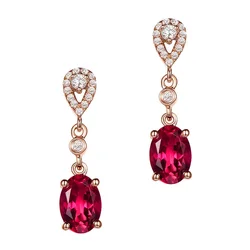 Natural Ruby Jade Gemstone 18K Rose Gold Earrings for Women Romantic Wedding Luxury Gold Jewelry Natuarl Ruby Jade Earring Ball