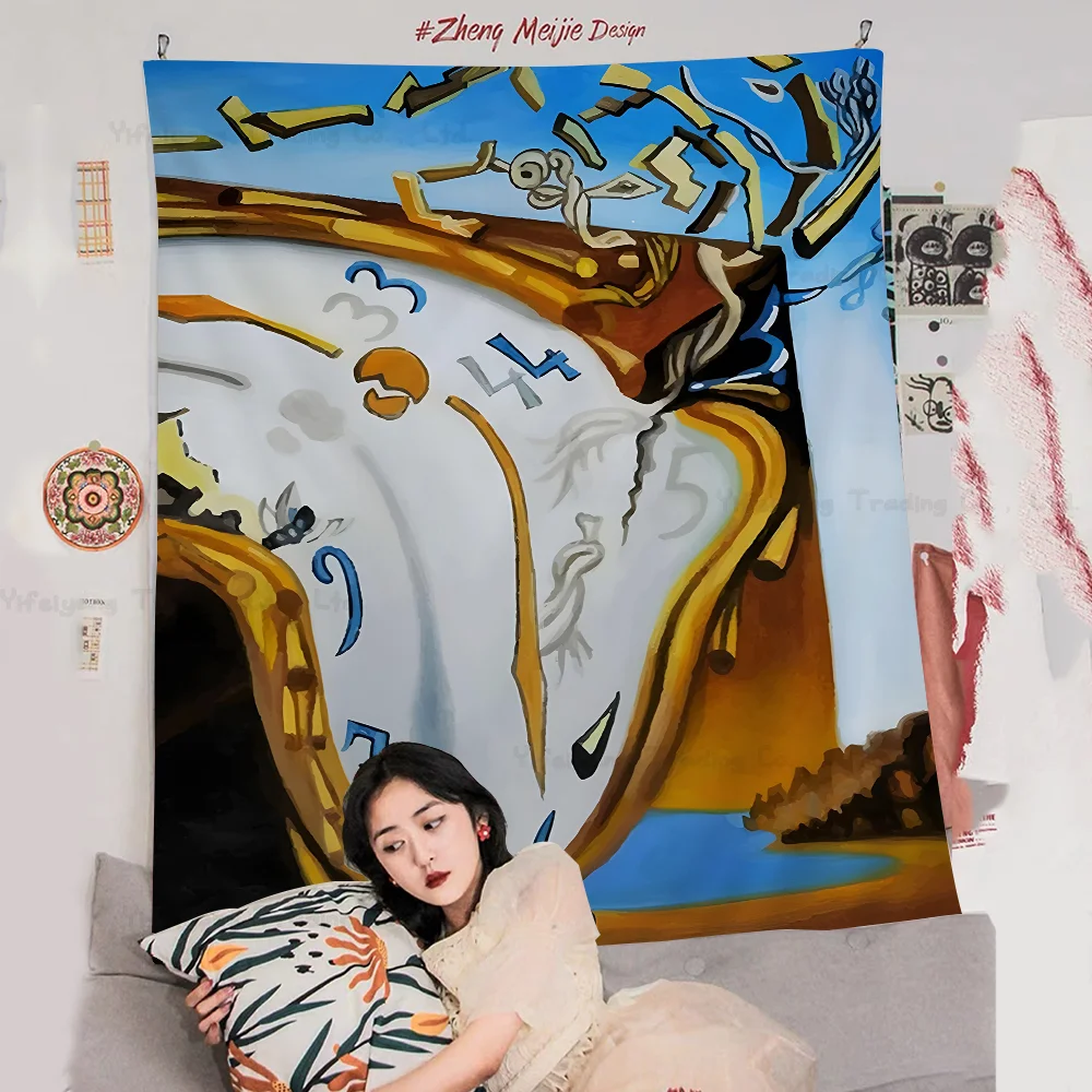 

Surrealism Famous Artwork By Salvador Dali Printed Large Wall Tapestry Hanging Tarot Hippie Wall Rugs Dorm Home Decor
