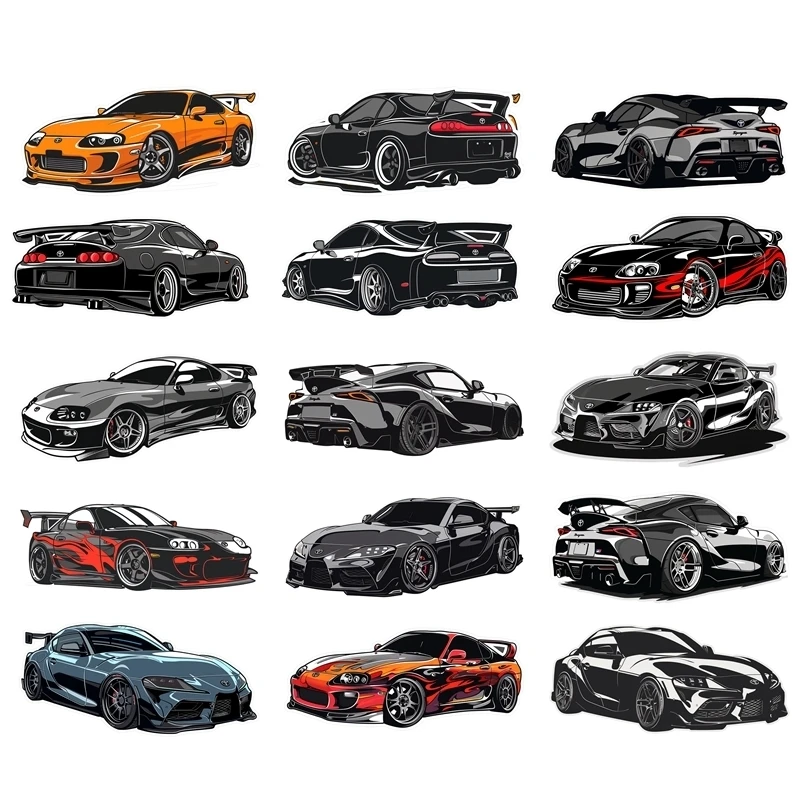 25CM/15cm Cartoon sports car racing Heat Transfer Stickaers DTF Iron On Transfer Patches For Children's adult Clothes decoration