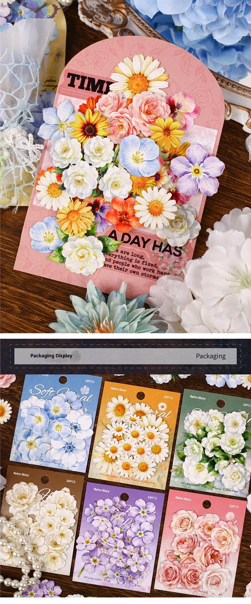 JIANWU Vintage Flower Bloom Landscape Material Collage Scrapbooking Sticker Creative DIY Journal Stationery