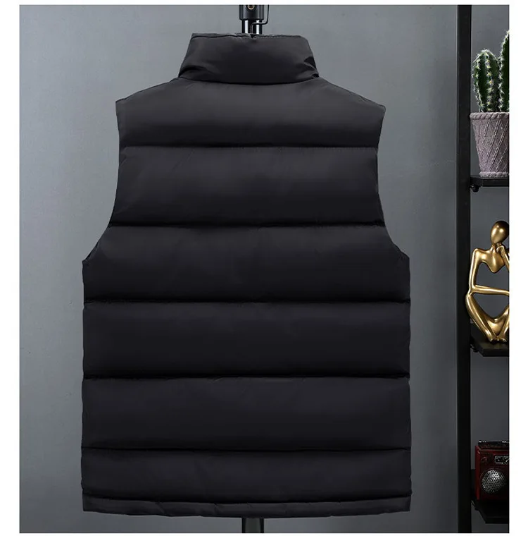 #3617 Black Blue Red White Down Vest Men Zipper Slim Warm Men's Vest Sleeveless Jacket Stand Collar Outerwear Mens Vests Winter