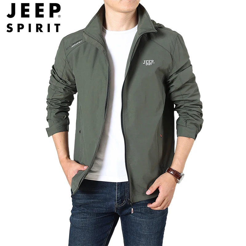 JEEP SPIRIT Men Jacket Fall Casual Fashion Waterproof Sports Jacket Removable Cap Loose and high quality Clothes