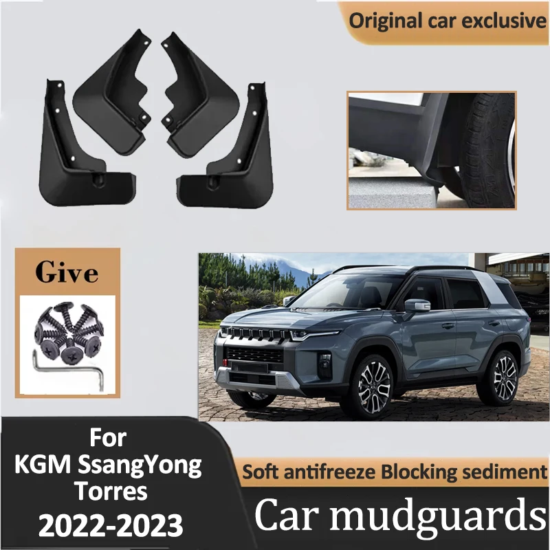 

4PCS Mud Flaps For KGM SsangYong Torres J100 2022 2023 Mudflaps Fender Mudguard Front Rear Splash Guard Protector Cover Parts