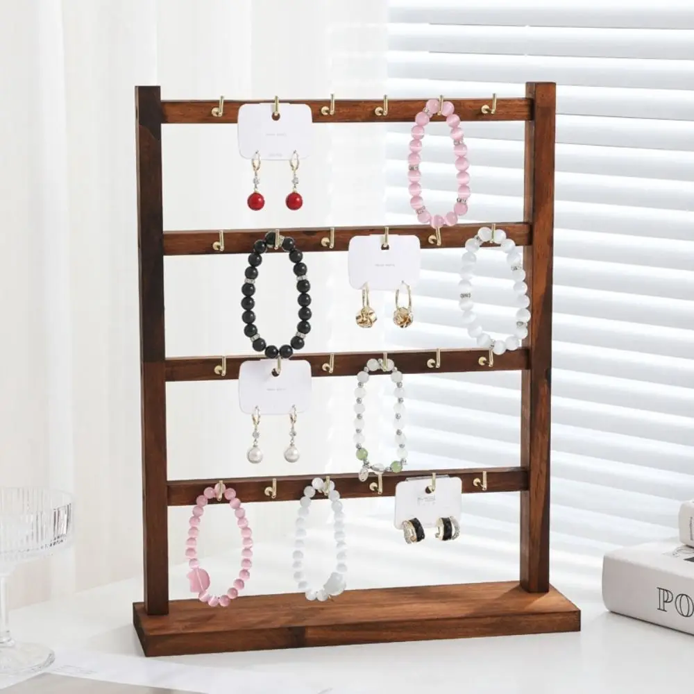 

Stable Structure Jewelry Storage Rack with Hook Large Capacity Jewelry Display Stand Wood Durable Bracelet Necklace Organizer