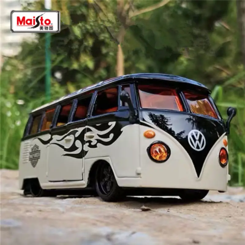 Maisto 1:25 Volkswagen VAN SAMBA Harley Version Alloy BUS Car Model Diecasts Metal Toy Bus Car Model Simulation Childrens Gifts