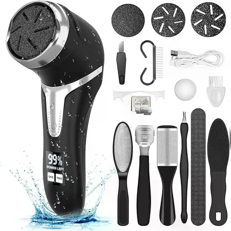 1 Set USB Charging Electric Foot Pedicure Device Dust Collector LCD Display Foot Callus Removing Exfoliating Smooth