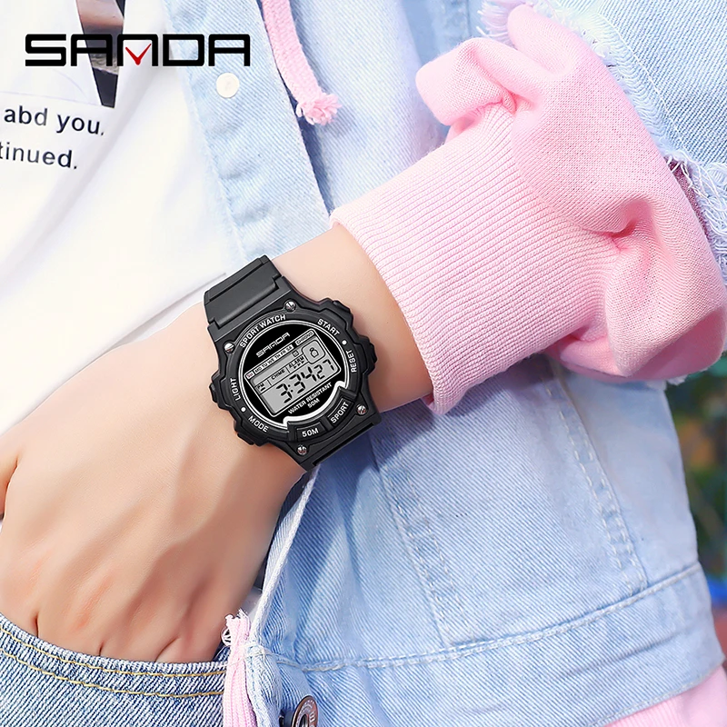 SANDA-reloj Digital electrónico para mujer, pulsera de lujo con LED, resistente al agua, deportivo, 6020