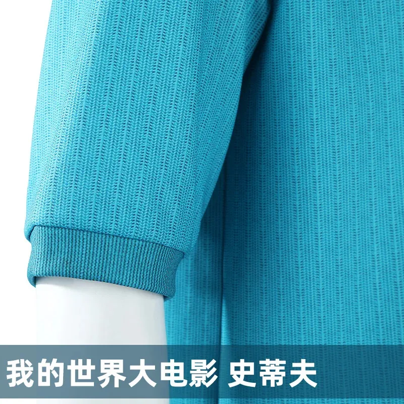 Dy20steve cosplay traje azul topo t camisa cosplay conjunto retro estilo futurista terno aventura roupa das mulheres dos homens halloween papel pla