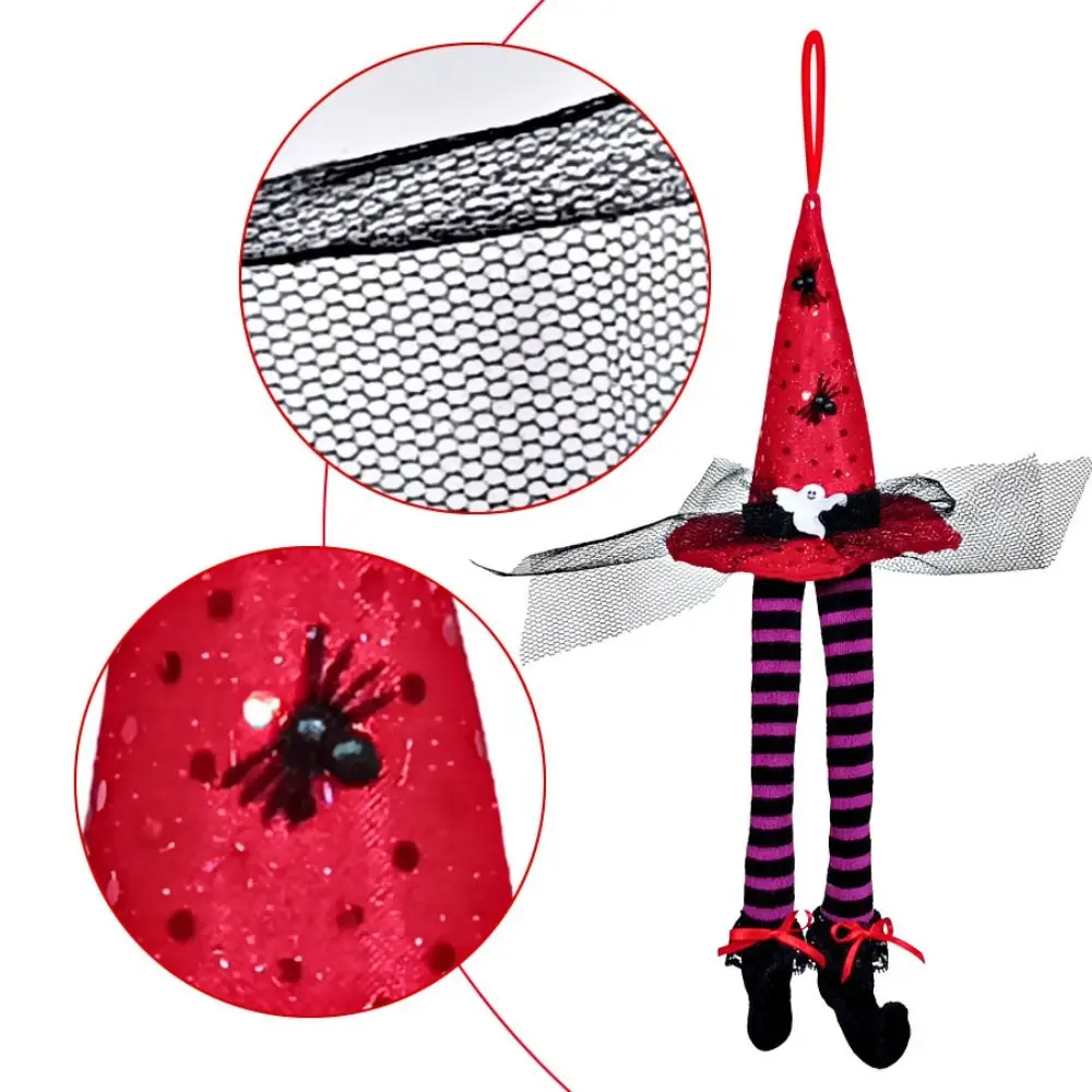 Scary Halloween Long Legged Witch Pendant Striped Reusable Witch Hat Hanging Ornament Garland Exquisite