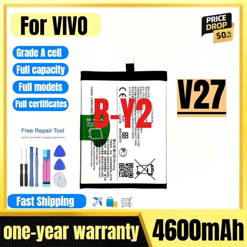 

B-Y2 for VIVO V27E Mobile Phone Battery 0 Cycle High Quality High Capacity Battery Replacement Bateria Grade A Cell with Tools