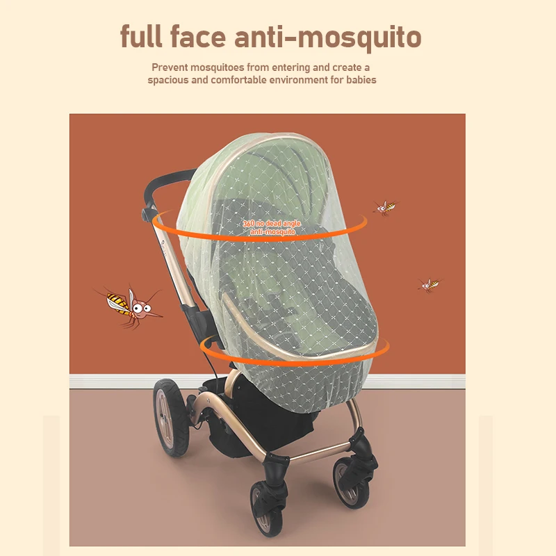 Baby Stroller Mosquito Net Universal Jacquard Pram Insect Shield Mesh Baby Outdoor Security Mesh Cover Baby Stroller Accessories