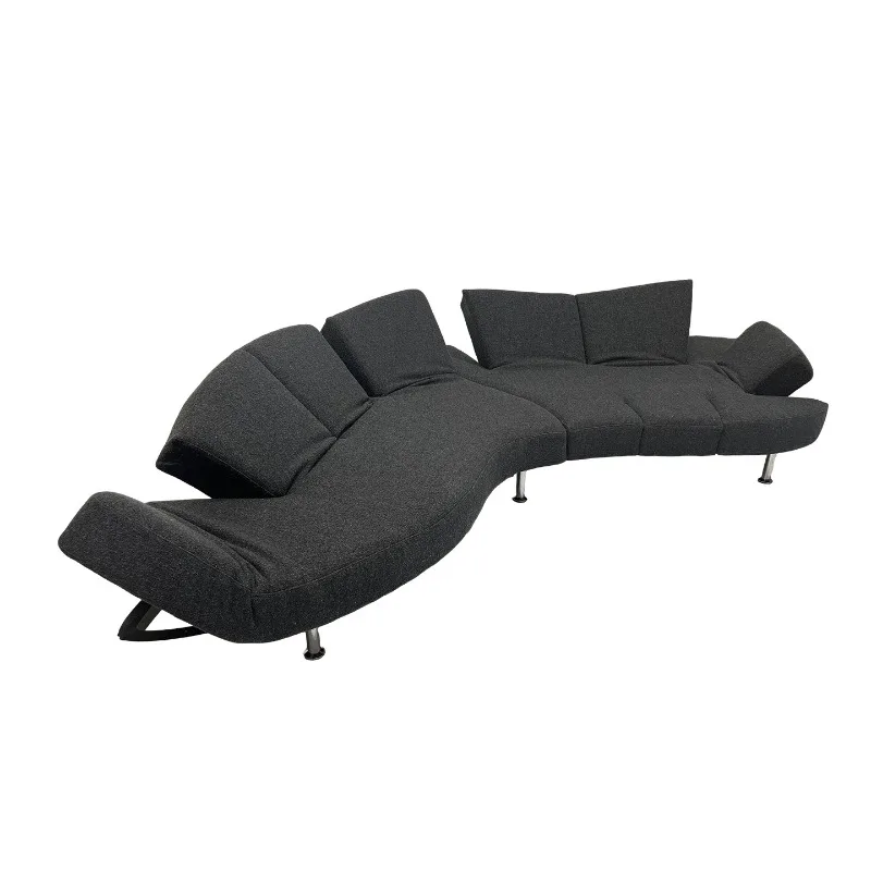 Italian minimalist curved fabric sofa living room special-shaped leisure villa large flat S-shaped sofa