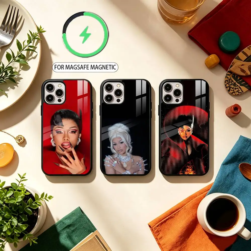 Cardi Singer B-B Rapper Magnetic For Magsafe Wireless Charging Phone Case For iPhone17,16,15,14,13,12,11 Plus,Pro Max