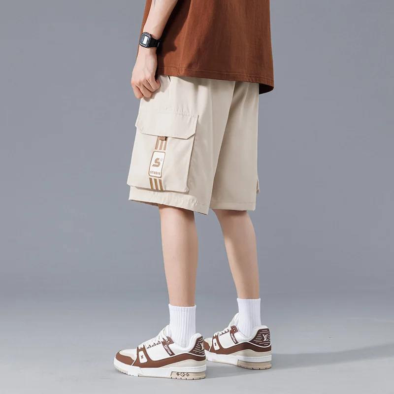 Moda nova marca de trabalho shorts para homem no verão fino roupas esportivas para casual masculino cinco pontos meados de calças carga shorts masculinos homem