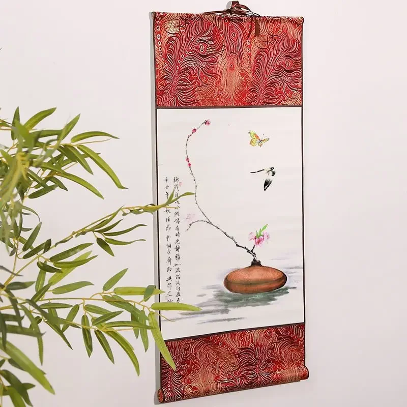 China Cultural Creative Blank Half Ripe Xuan Paper Scroll Traditional Chinese Painting Calligraphy Vertical Axis Hanging Scroll