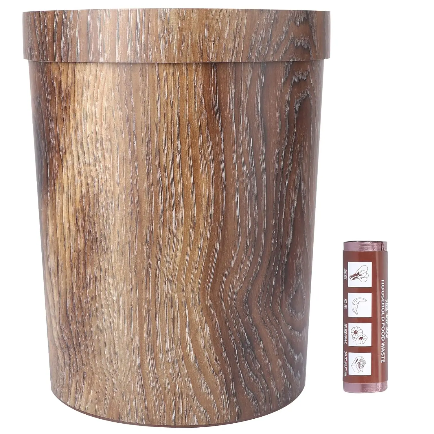 Wooden Trash can Wood Trash Can Wastebasket Vintage Garbage Can Wood Grain Garbage Bin Desk Rustic Trash Bin Container