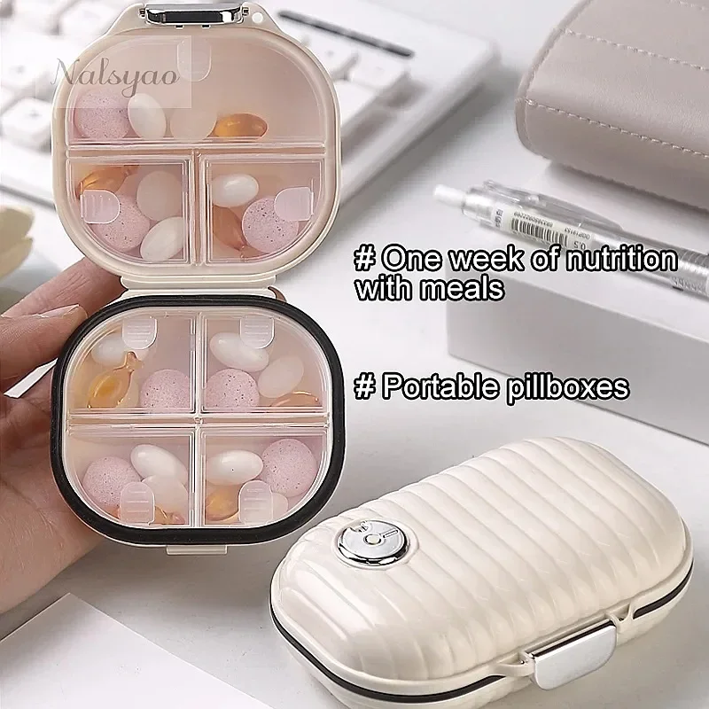 Portable 7 Days Pill Organizer Mini Medicine Box Lightweight Sealed Storage Container Travel Pill Case