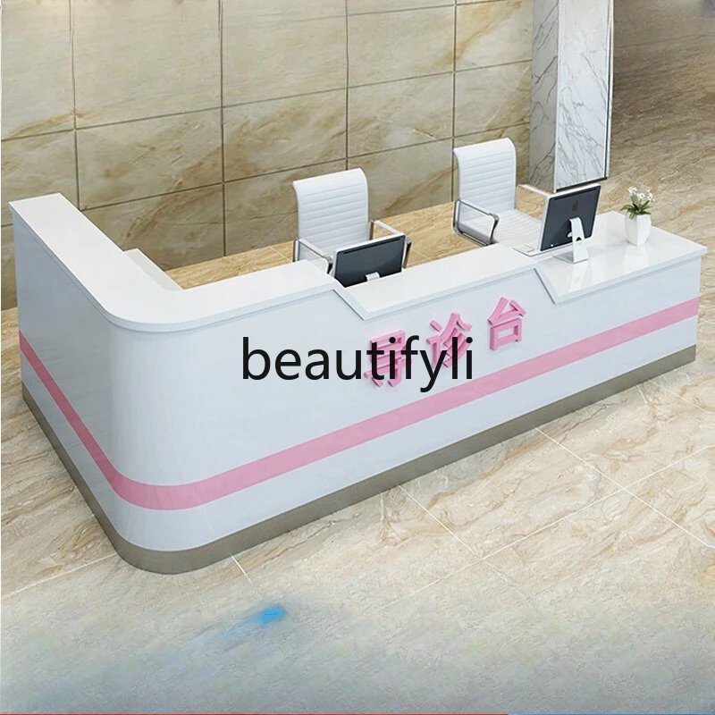 

Painted Front Desk Curved Hospital Guide Reception Sorting Desk Nurse Station Front Information Desk