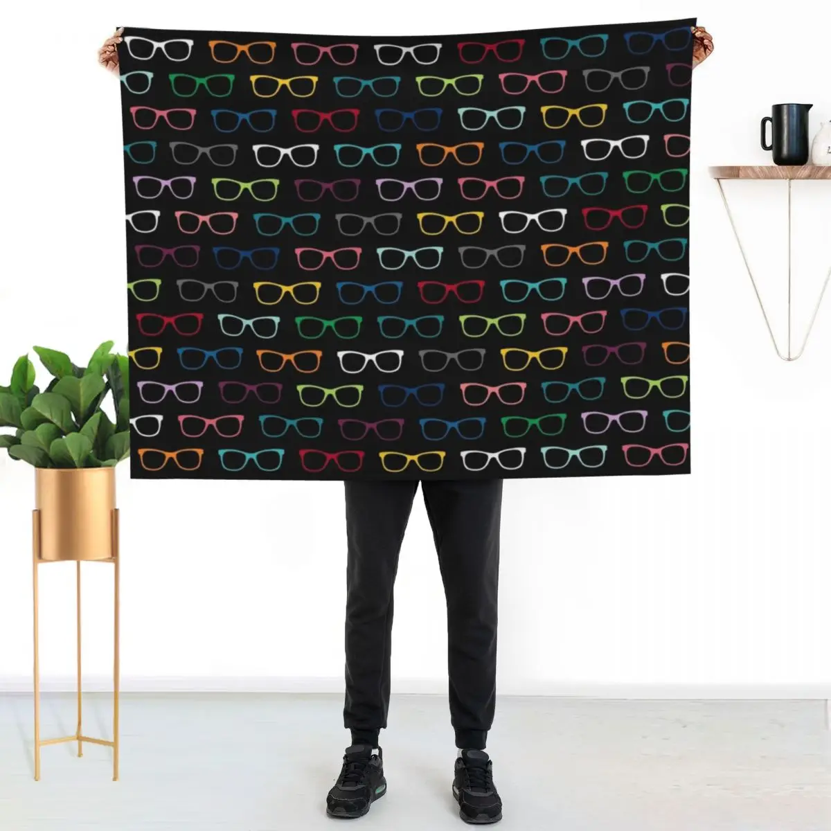 Colorful Hipster Eyeglasses Pattern Throw Blanket Bed covers Thermals For Travel funny gift For Baby Furry Shaggy Blankets