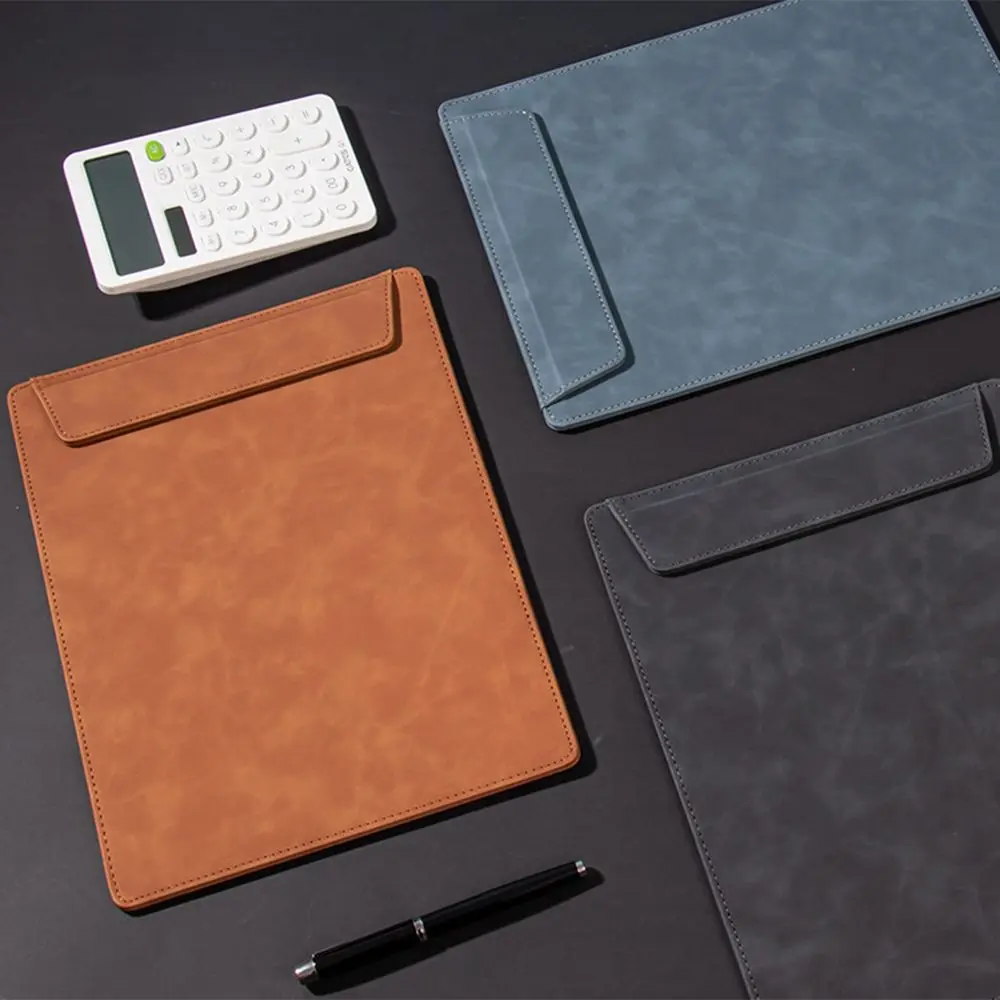 

Multifunctional A4 Leather Magnetic Buckle Folder Waterproof Large Capacity Signature Clamp Thickened PU Leather Document File